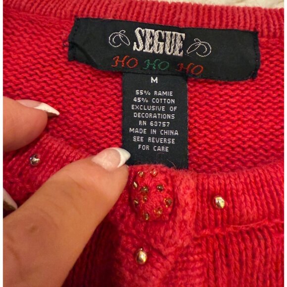 Vintage Segue Holiday Sweater With Festive Trees & Beaded Embellishments - Picture 4 of 7